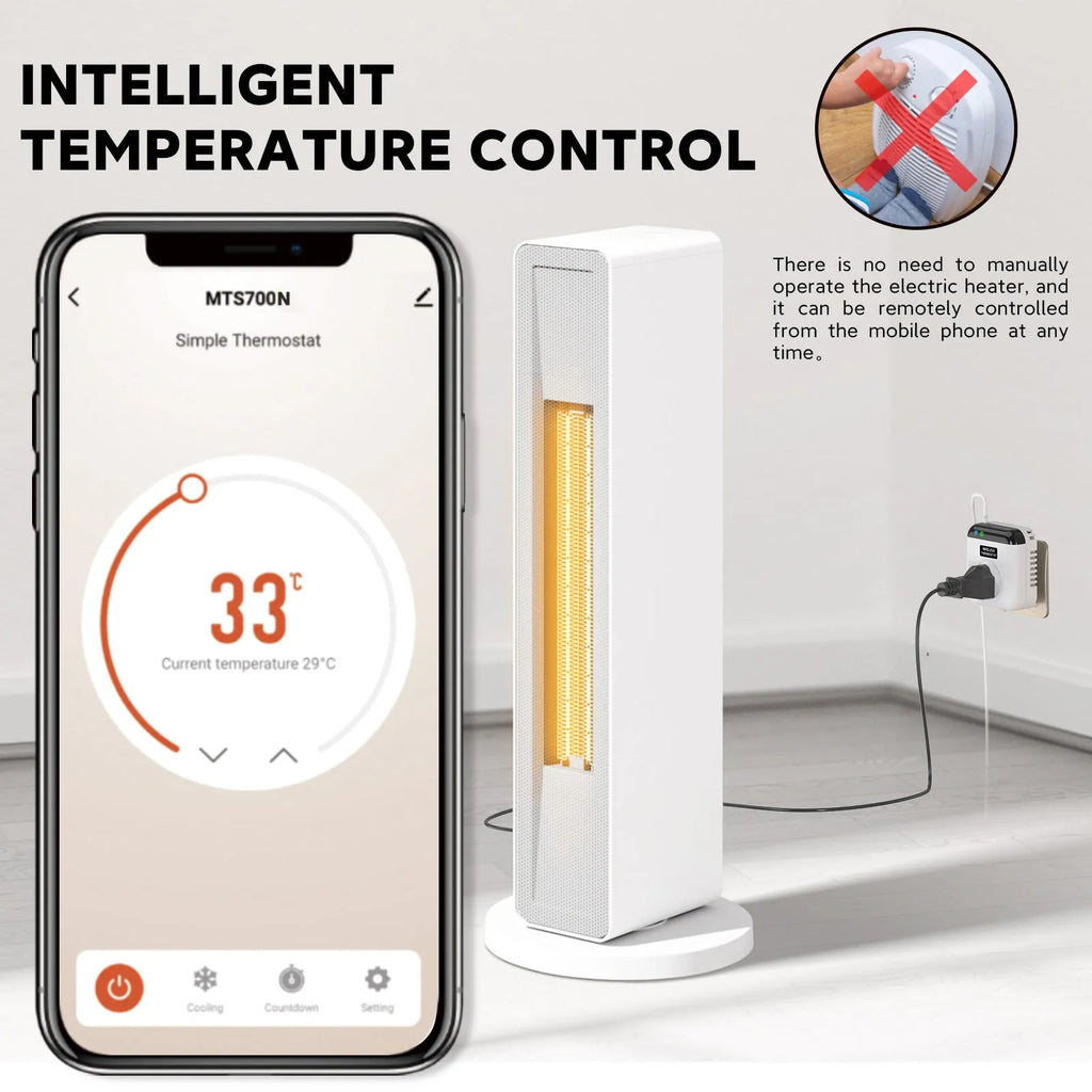 White European smart socket with thermostatic and voice control features