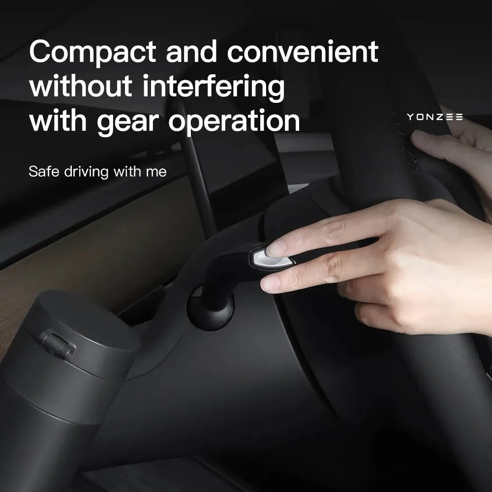 Tesla Model 3 and Model Y dashboard water cup holder with handle in left-hand drive configuration