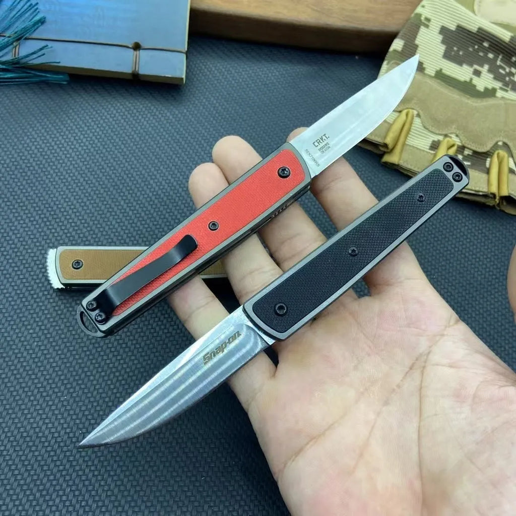 Folding fruit knife with stainless steel blade in black, red or coffee colour options