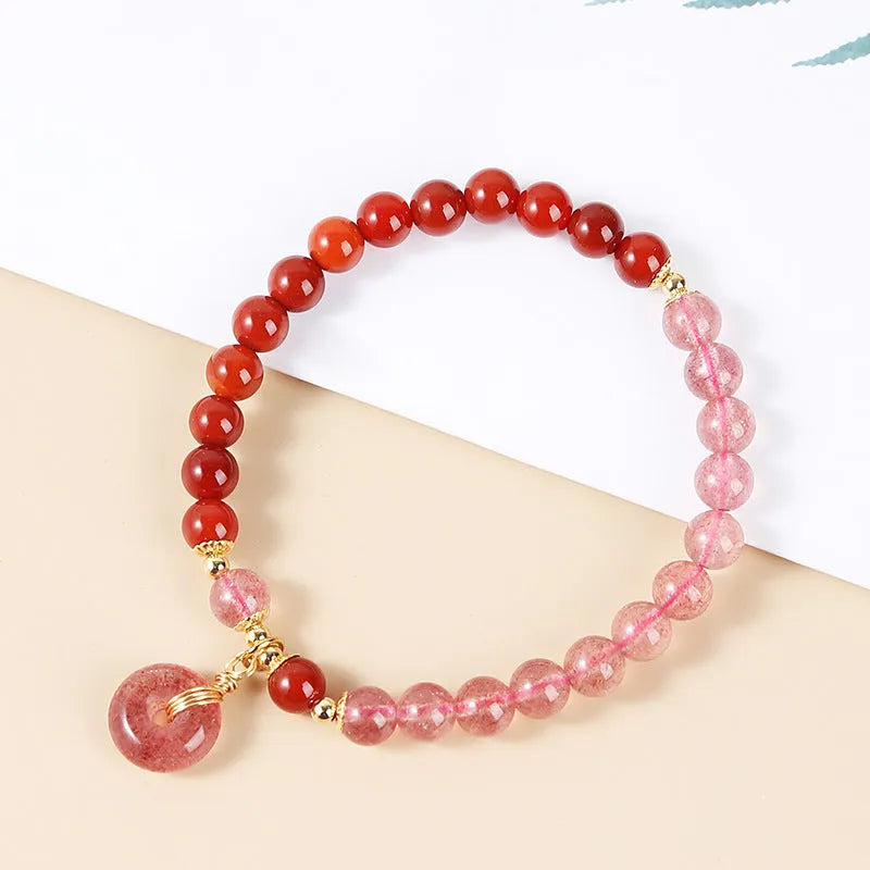 Green natural crystal jade bracelet for women with handmade fresh style design