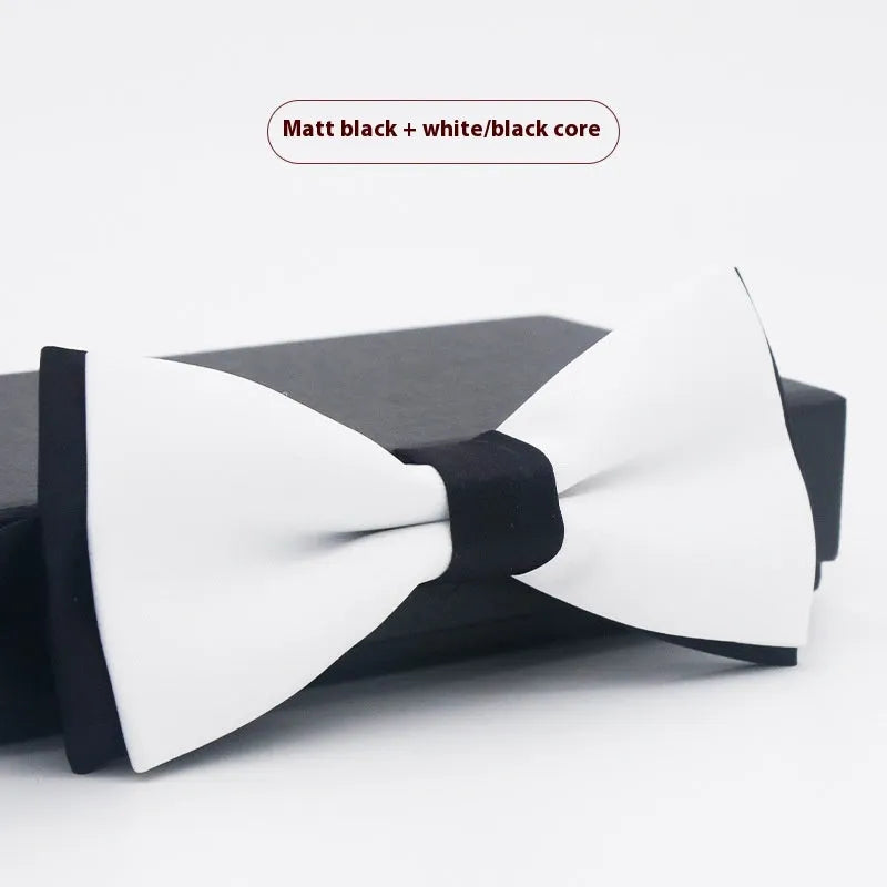 Men's solid colour formal bow tie with flat head design in polyester construction