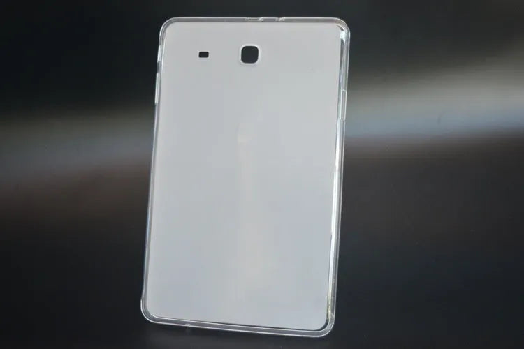 Clear ultra-thin silicone tablet protective case showing transparent white colouration and simple design