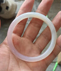 Natural agate wide tyre bracelet showing pink stone beads with six size options from 52mm to 62mm internal diameter