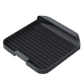 Large black cat litter pedal with slanted mouth design and non-slip base, 37cm square