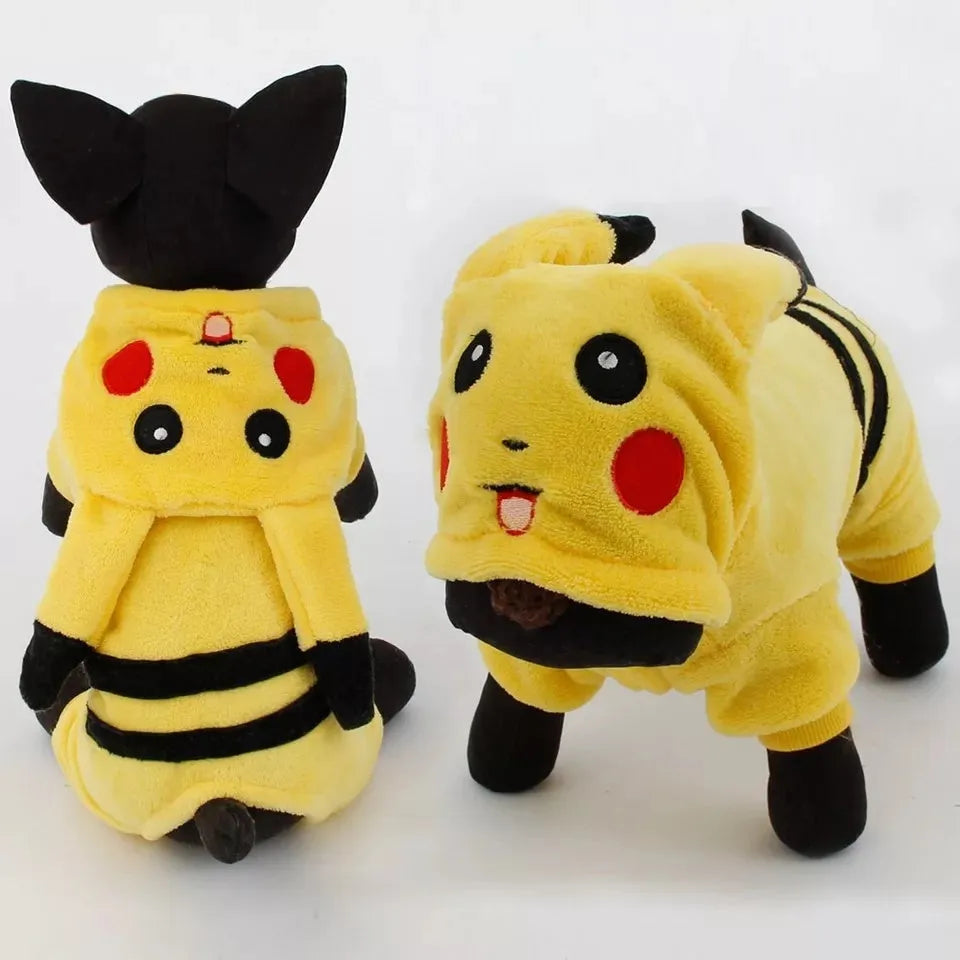 Fleece cat coat and hoodie set in a cartoon costume style for autumn and winter wear.