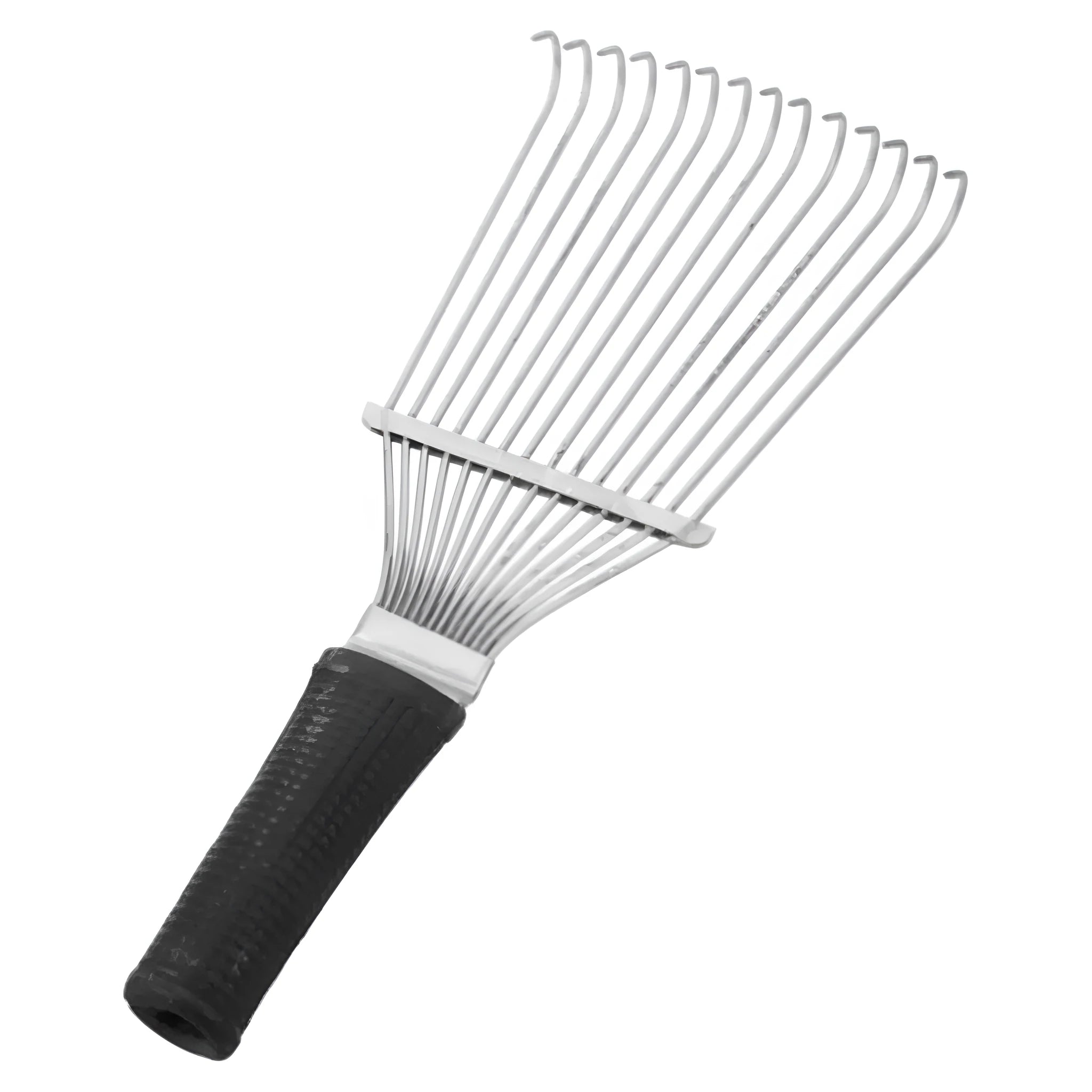 Black stainless steel grooming rake comb for horses and dogs measuring 33cm