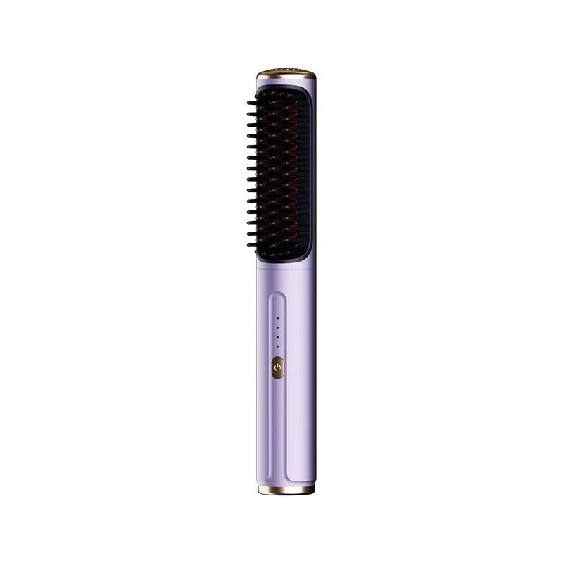 Wireless straight comb in dark grey, rose gold, or rosemary violet colours for cordless hair styling