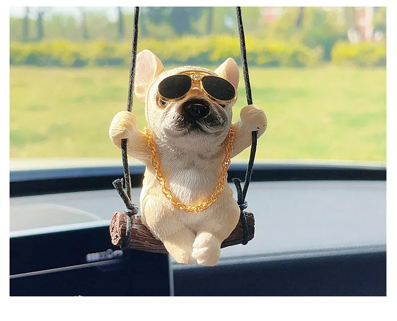 Resin cartoon Bulldog car hanging ornament for rearview mirror in various colours