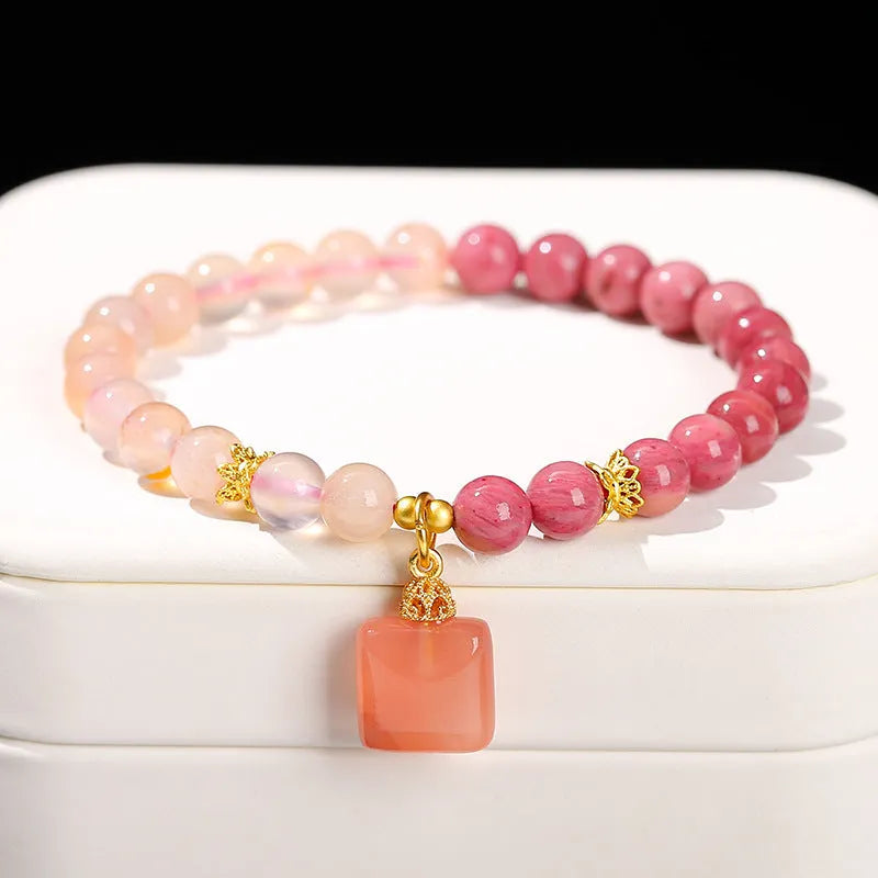 Green natural crystal jade bracelet for women with handmade fresh style design