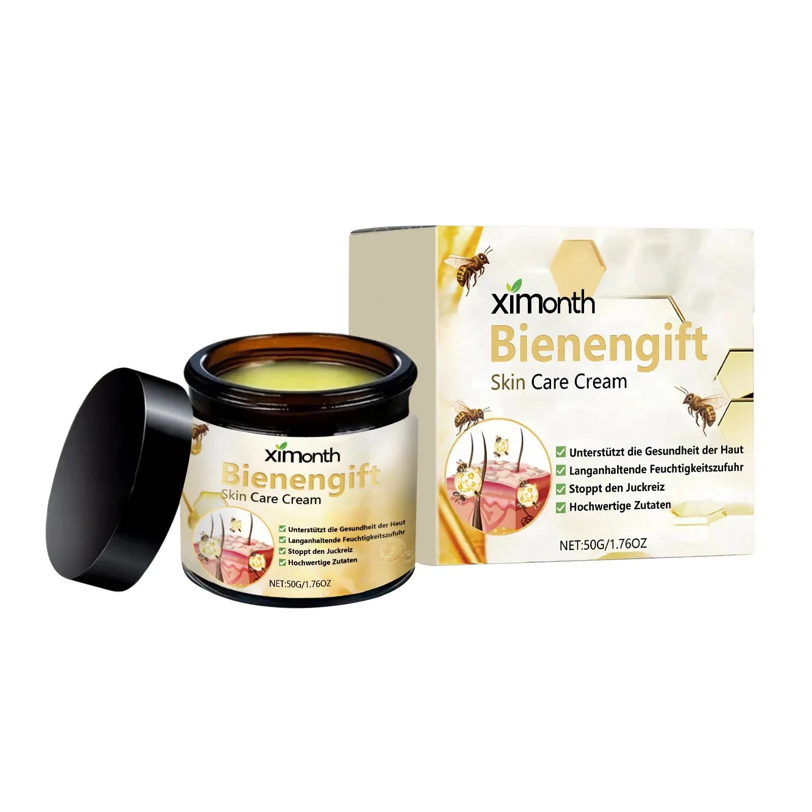 50g tube of bee venom and herbal moisturising cream with shea butter for body and neck