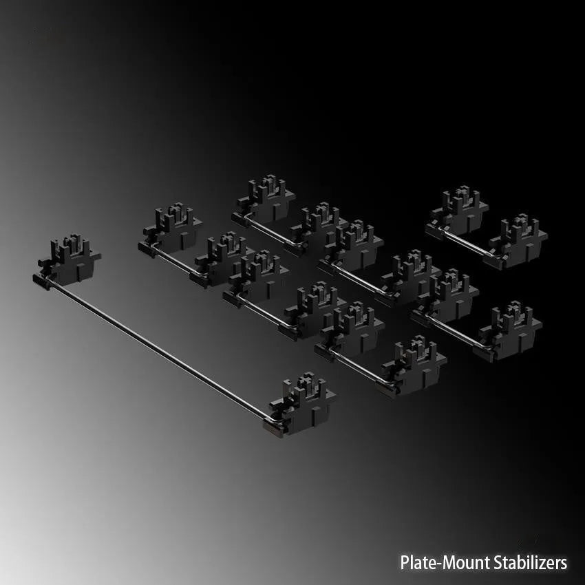 Keyboard stabiliser set for mechanical keyboards in black or milky white, 6.25U and 7U sizes