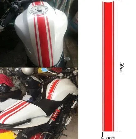 PET motorcycle sticker with pinstripes for gas tank lid application