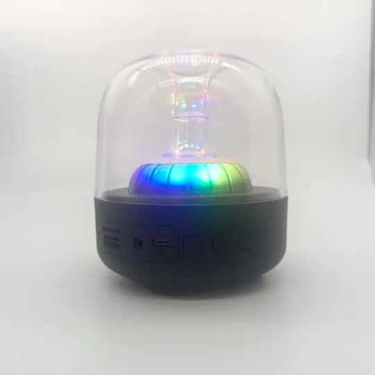 Blue glass desktop MINI computer speaker with bass, Bluetooth, and USB interface, 110 by 110 by 150 mm