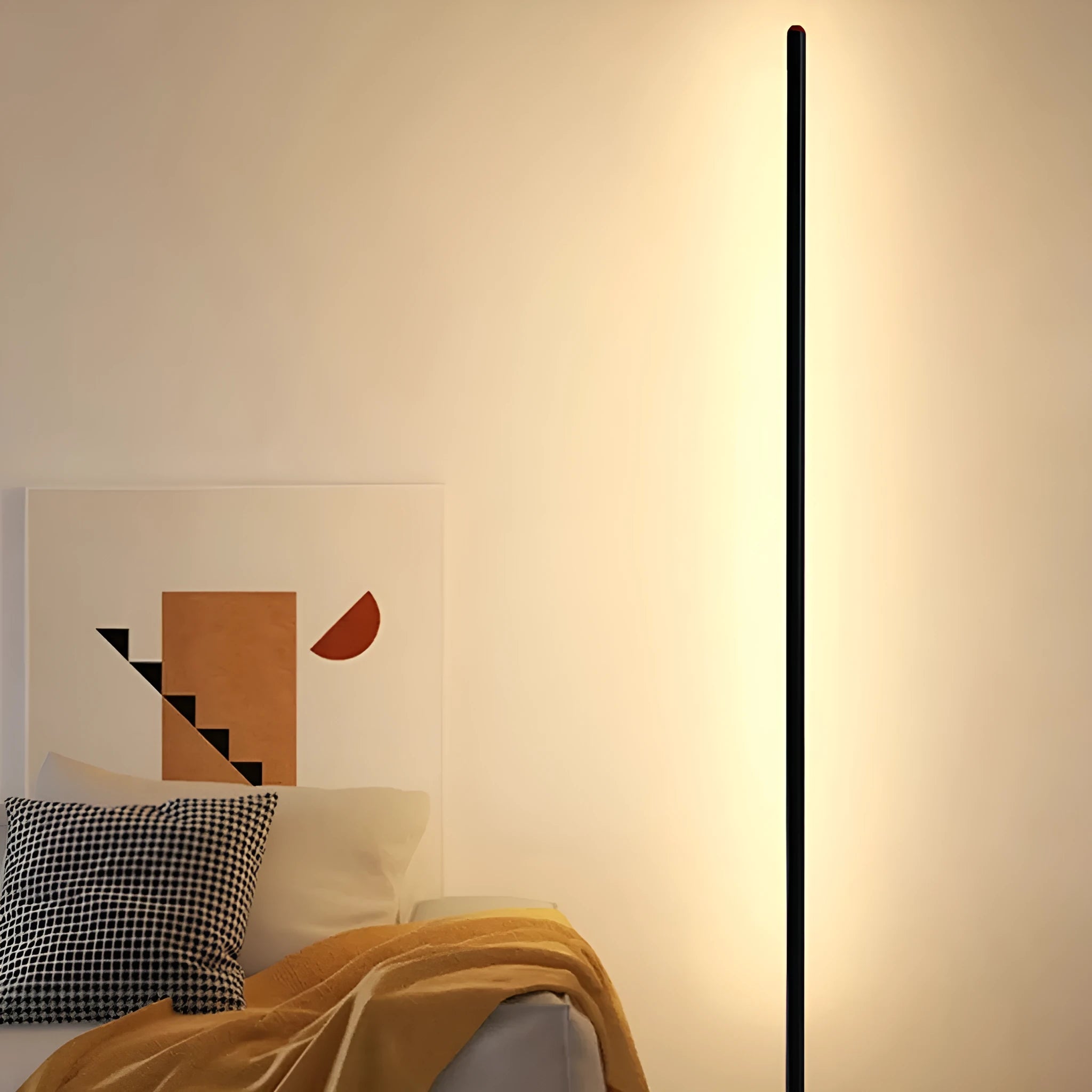 Vertical aluminium alloy floor lamp with USB power connector in modern minimalist design