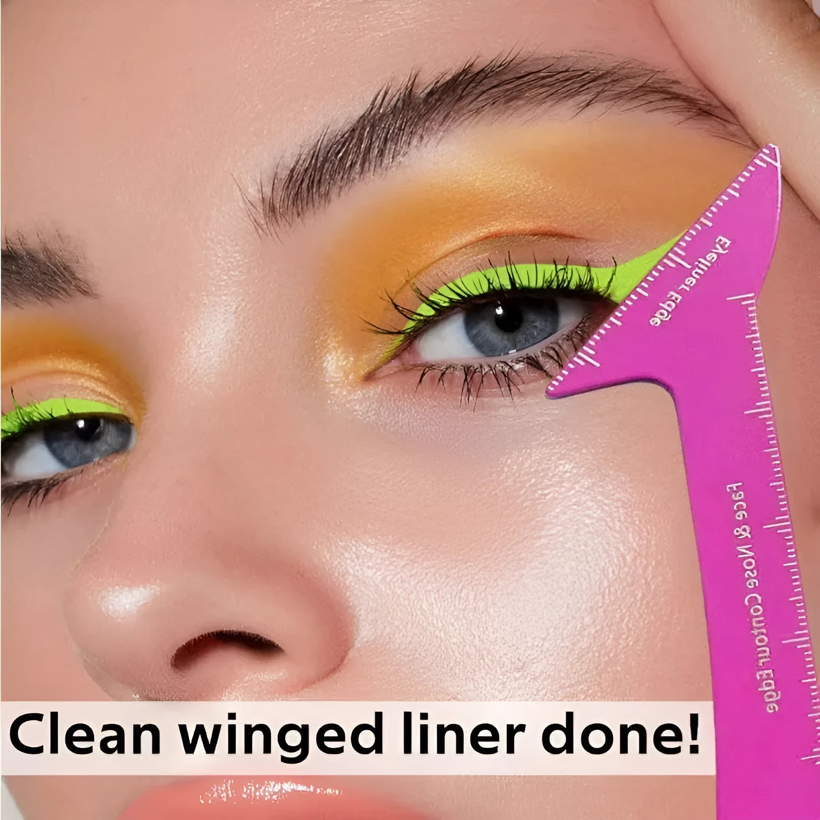 3 in 1 reusable eyeliner stencil tool for hooded eyes creating winged liner and contour.