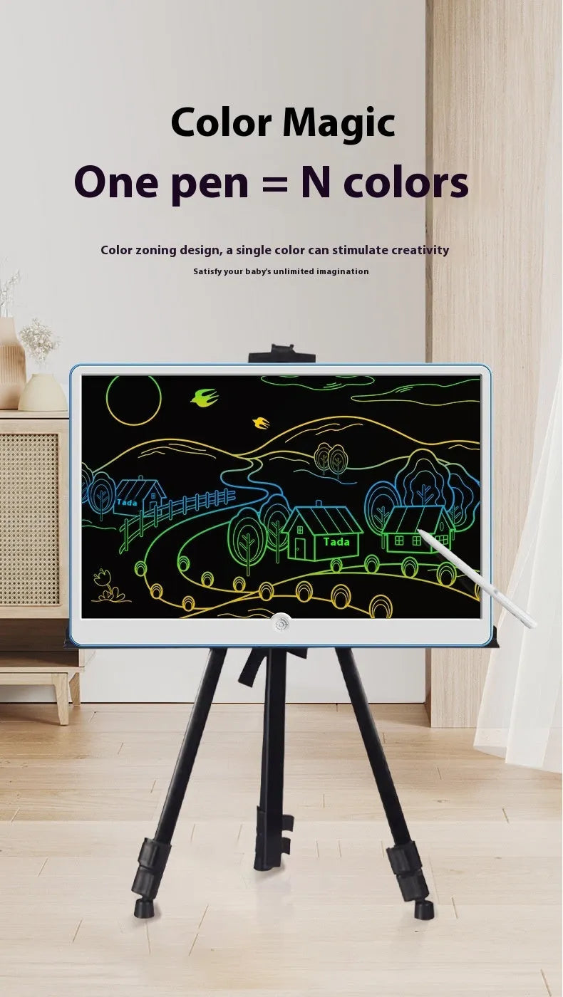 19-inch LCD children's drawing board in blue and white colour on a table.