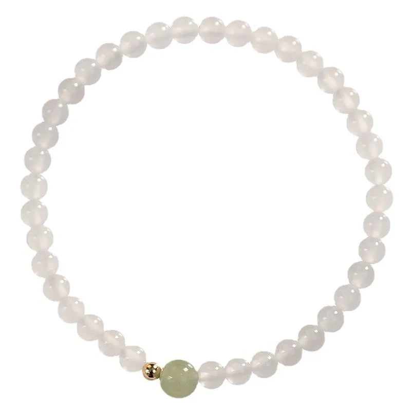 Natural white agate women's bracelet with adjustable cord in New Chinese style