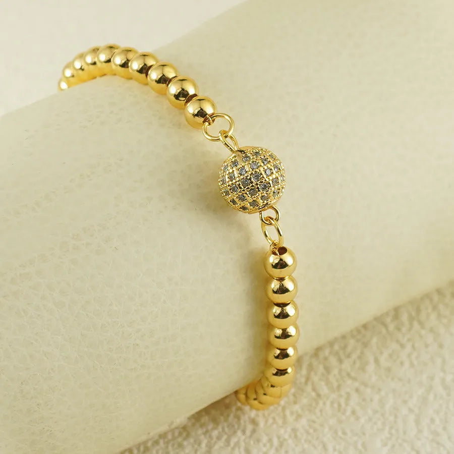 Arabic style copper bracelet with heart-shaped design and zircon stone details for women
