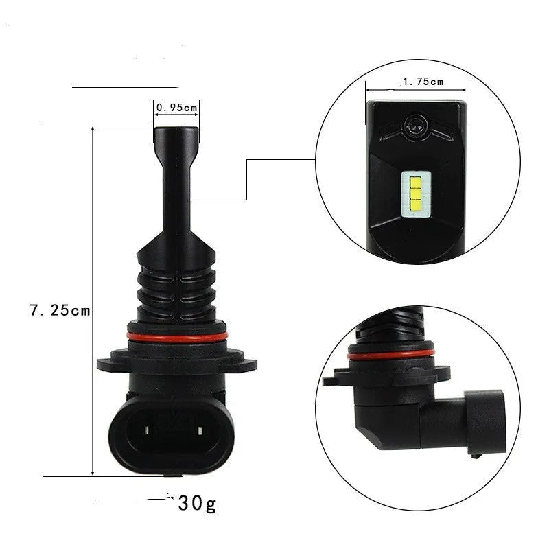 CSP LED automotive fog light bulb with aviation aluminium housing and six white LED chips