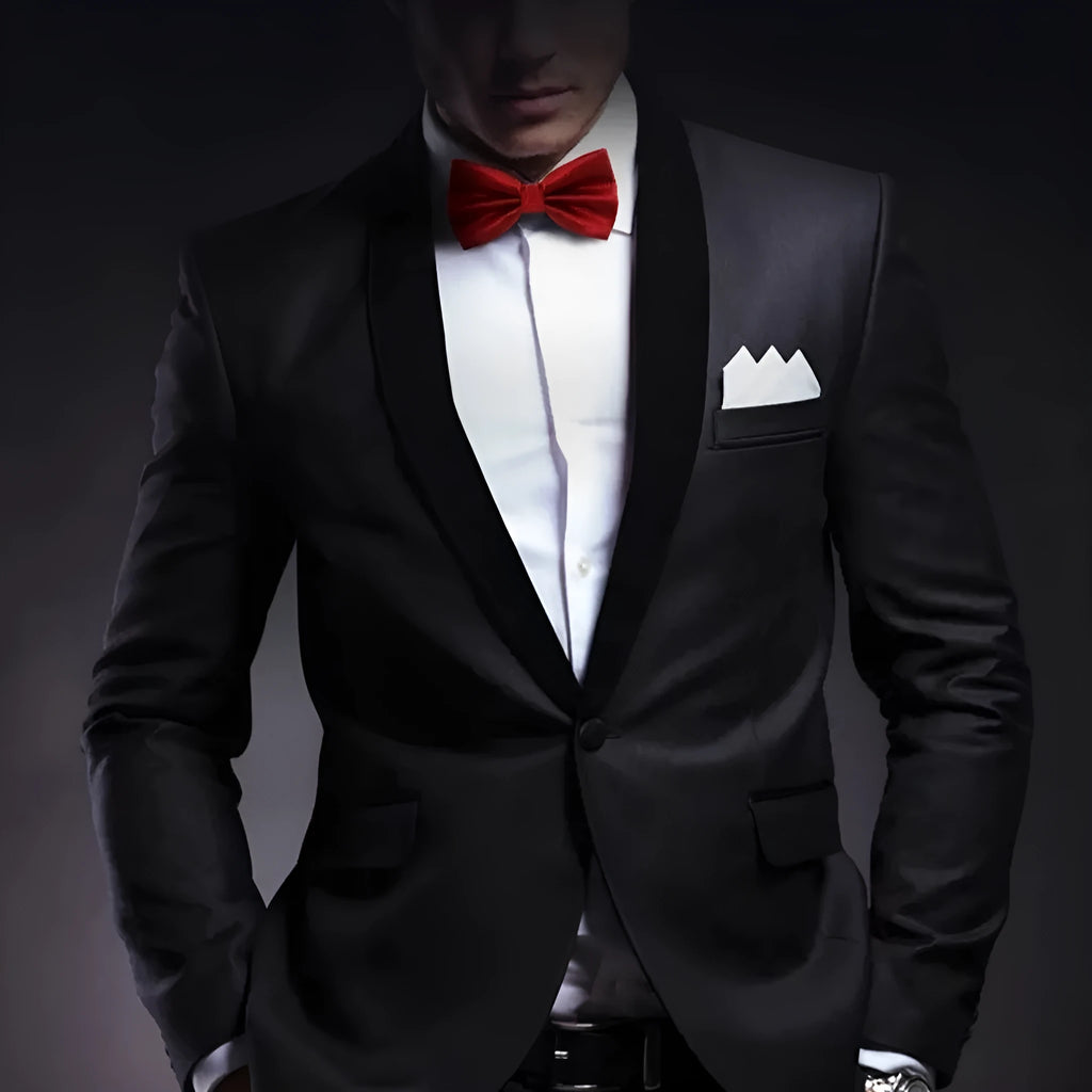 Men's solid colour formal bow tie with flat head design in polyester construction
