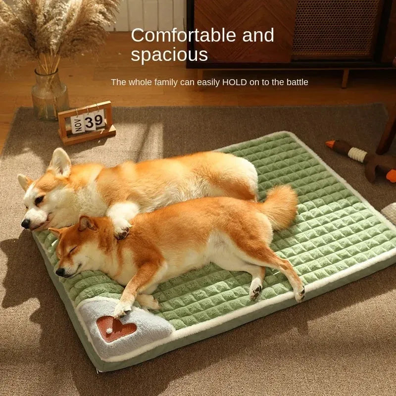 Washable dog mat with detachable cover in coffee colour, shown in XXL size for large dogs.