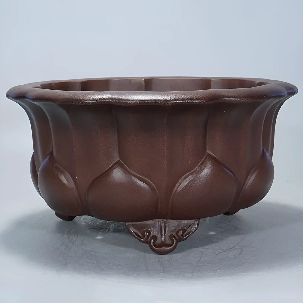 Chinese classical style purple sand succulent bonsai flower pot measuring 37x37x20cm.