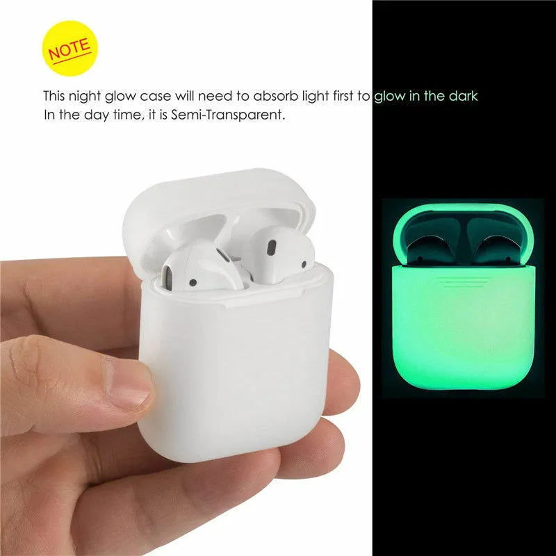 Luminous silicone flip-open AirPods storage box for wireless earphone protection