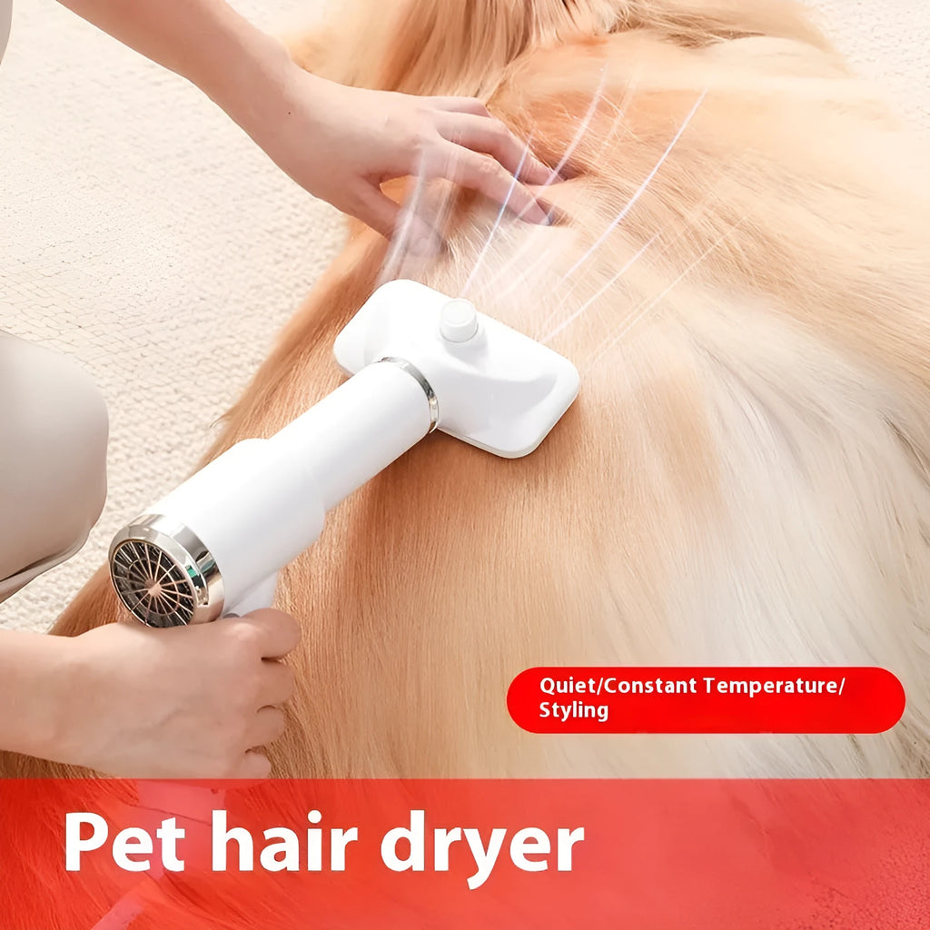 Pet hair dryer and whirlpool comb set for dog grooming with beige or blue colour options
