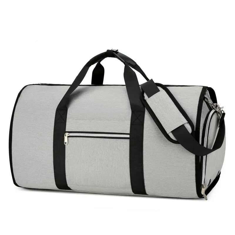Waterproof oxford cloth sports bag with dry-wet separation compartments in grey colour