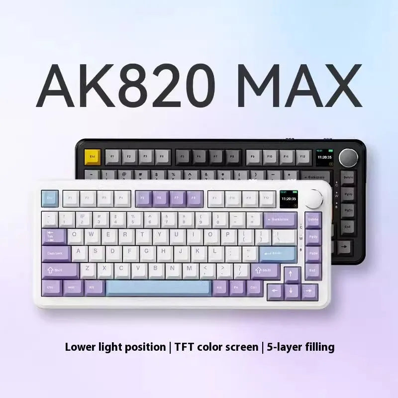 Three-mode mechanical keyboard with black, grey, and yellow colour options and included accessories