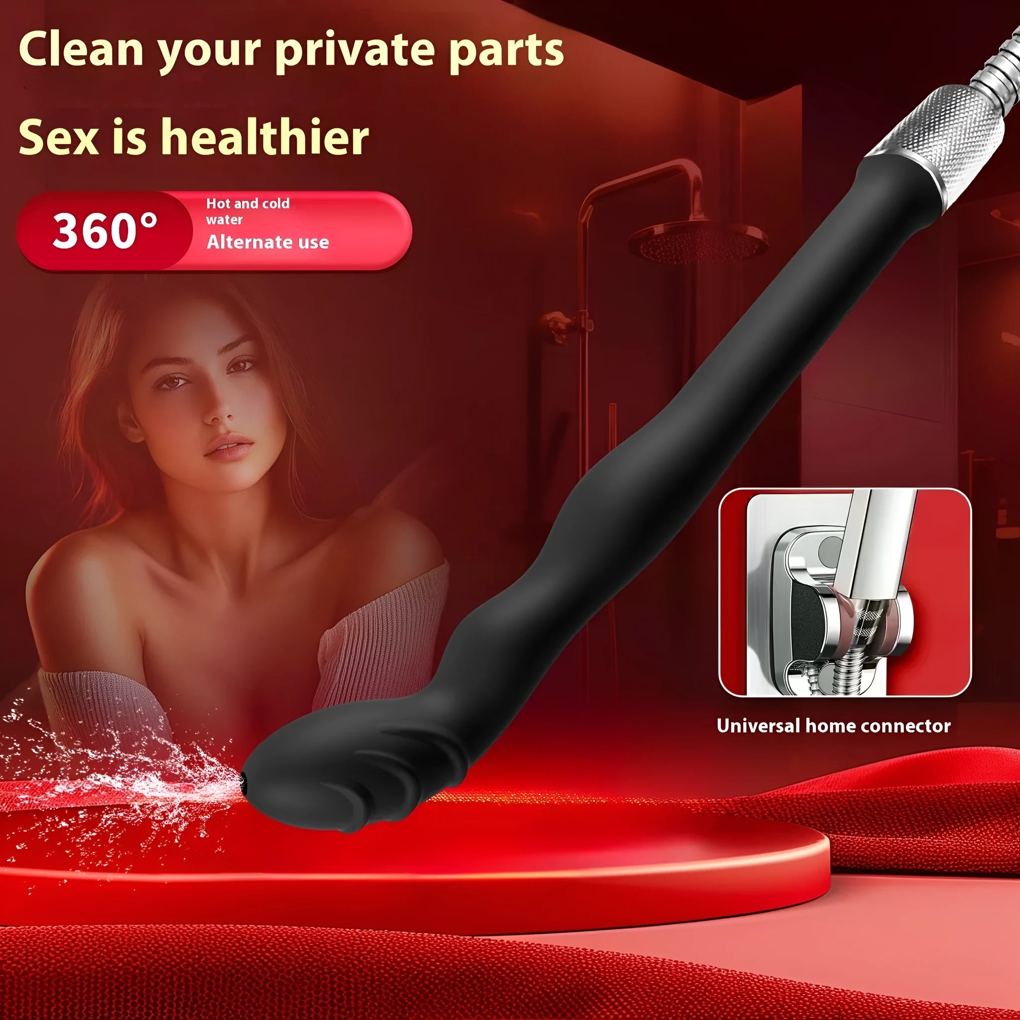 Black silicone hosepipe flusher cleaning tool for garden washing.