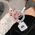 Set of four lambskin USB charger protection sleeves in cartoon puppy patterns for 18W 20W fast charging