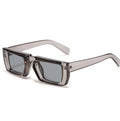 Y2K-style UV400 sunglasses in various frame colours including blue, green, and transparent grey on a plain background