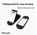 Foldable aluminium laptop bracket in silver with 3M adhesive strips