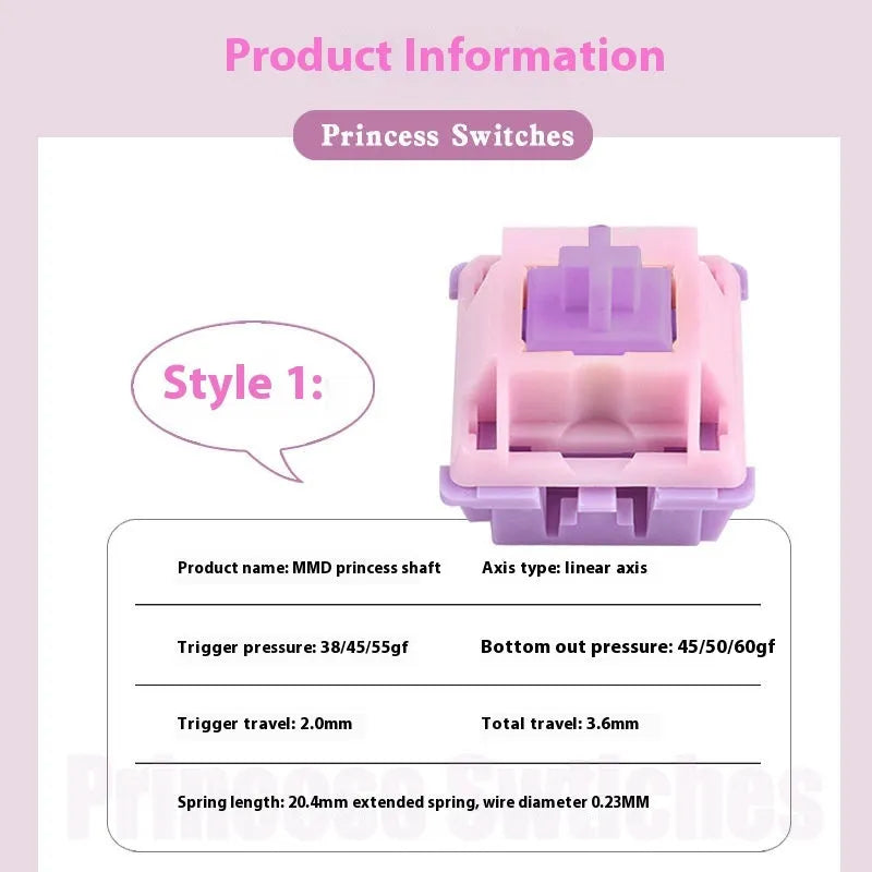 MMD Princess linear mechanical keyboard switch for custom keyboard builds.