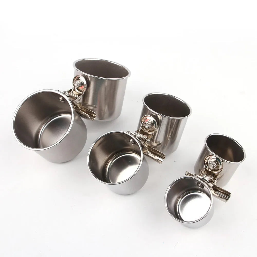 Stainless steel bird feeder for outdoor use in natural metallic colour.