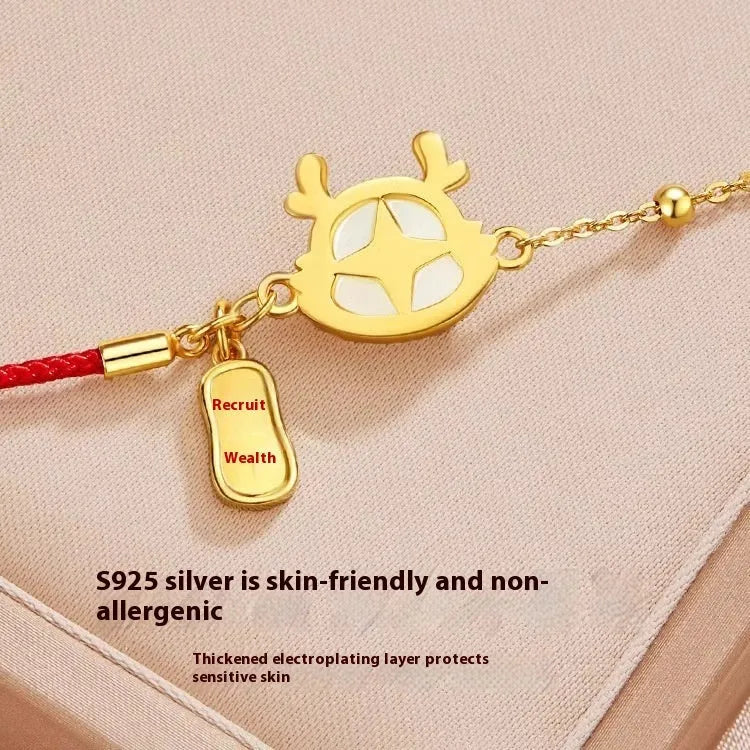 Silver electroplated Dragon zodiac bracelet for women in New Chinese style.