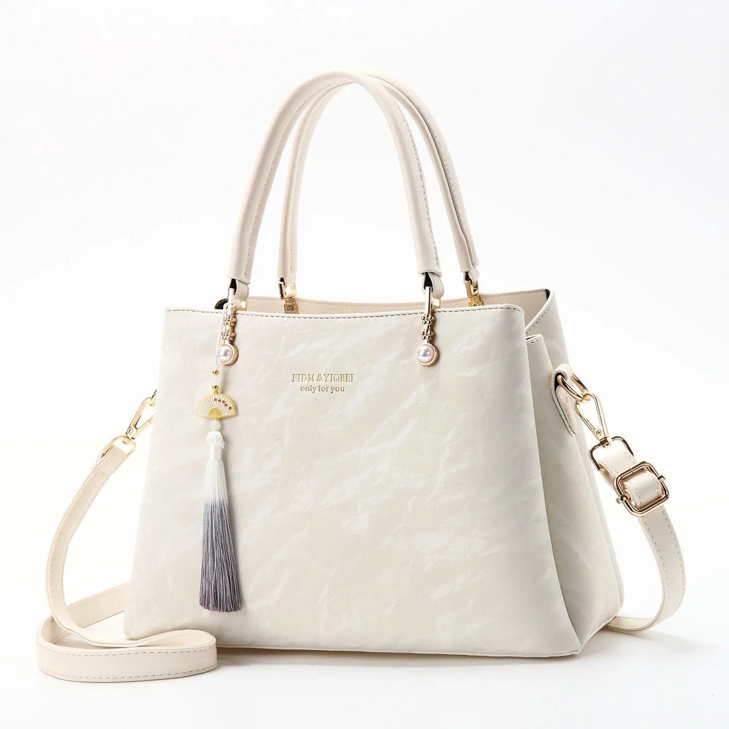Women's horizontal square PU handbag with slit pocket in ethnic colour options