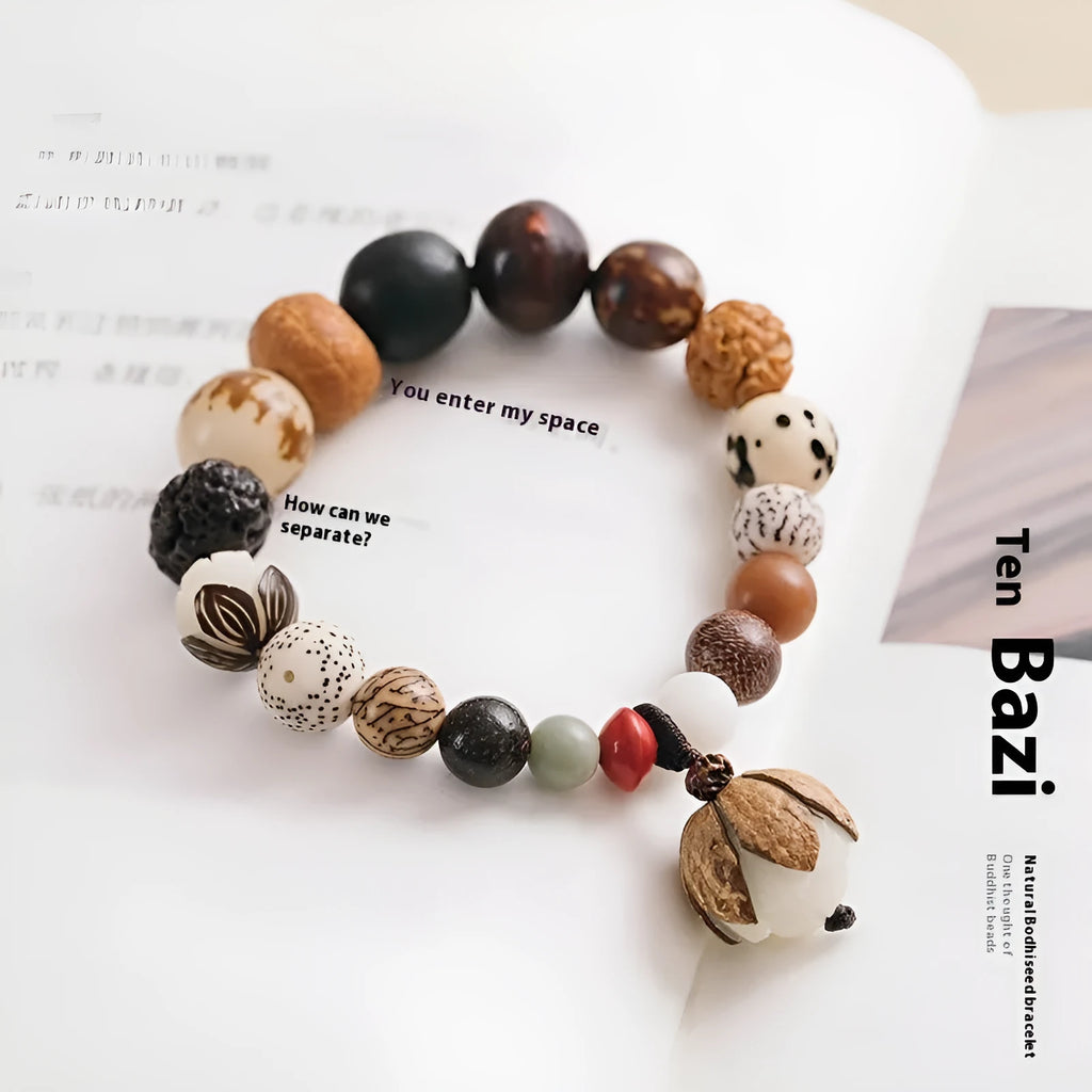 Women's 18-seed Bodhi beads bracelet with geometric design and 16cm circumference