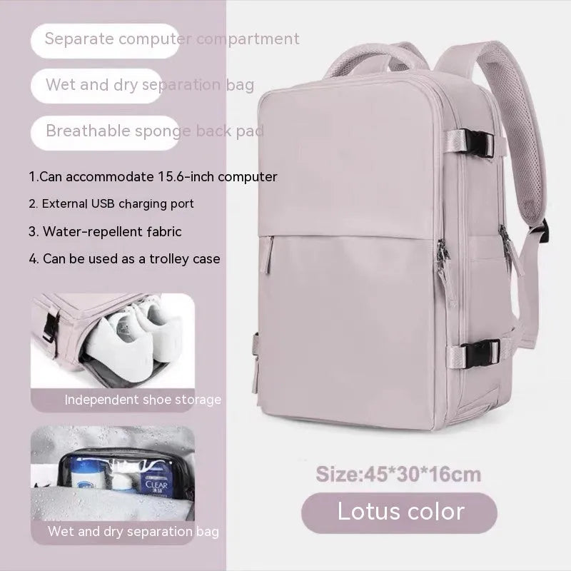 Large waterproof mummy backpack in various colours showing nylon material and spacious main compartment.