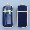 Transparent mesh square pencil case in green, grey, khaki, or blue colour options