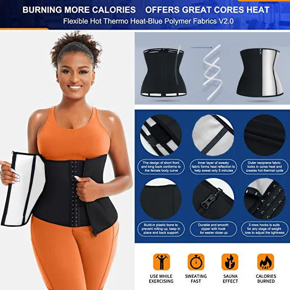 Neoprene adjustable belly band for waist shaping and abdomen support in blue or silver colour options