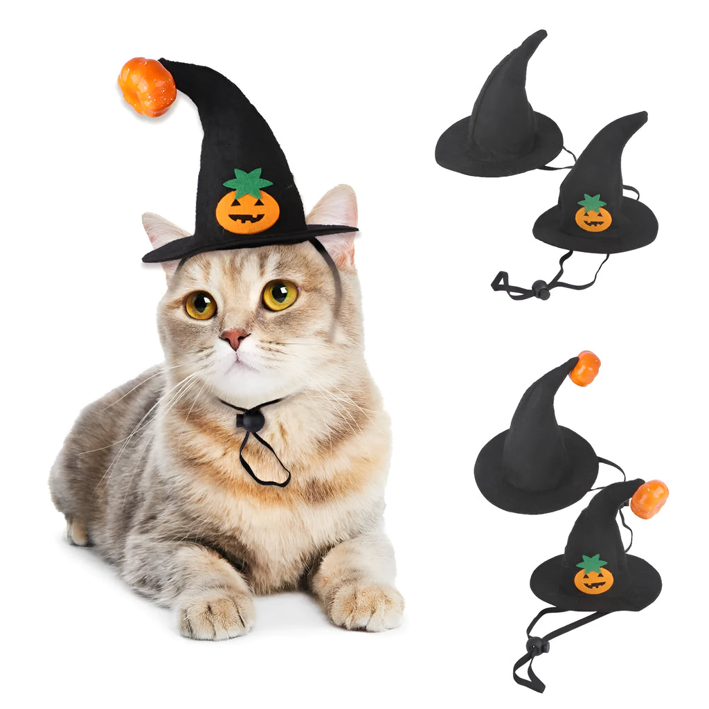 Cloth Halloween hat for pets with embossed pumpkin face design