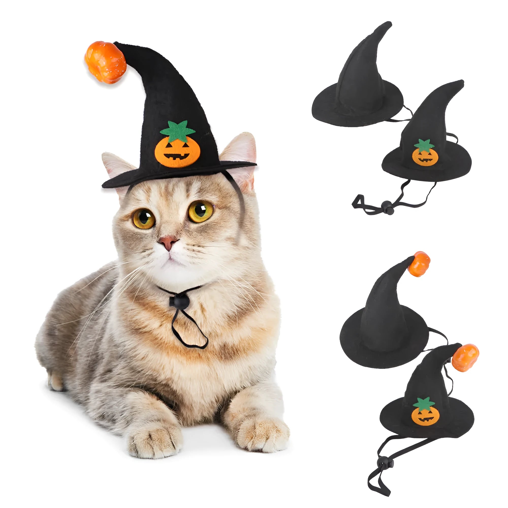 Cloth Halloween hat for pets with embossed pumpkin face design