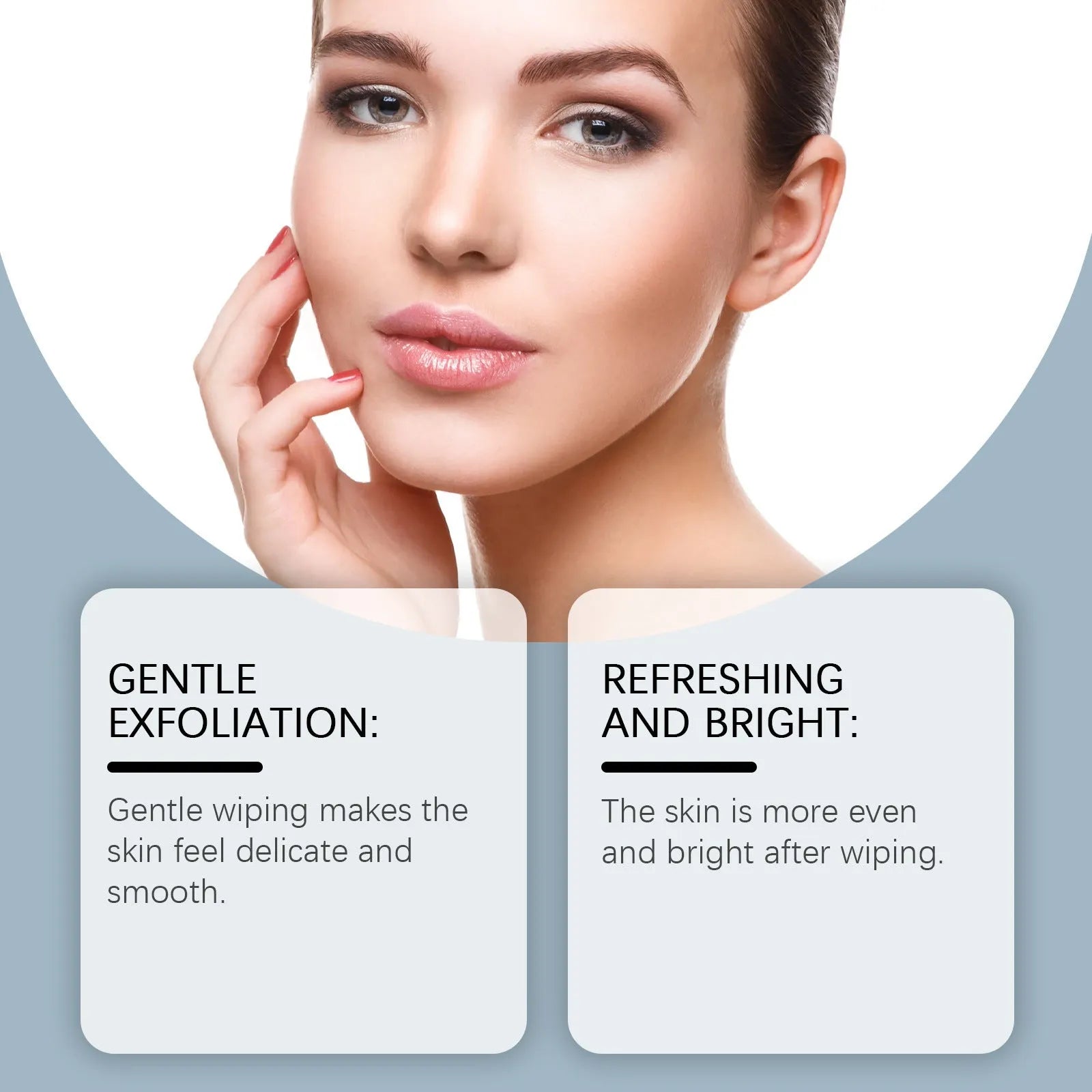Glycolic acid facial exfoliating pads in container, 50 count with vitamin complex