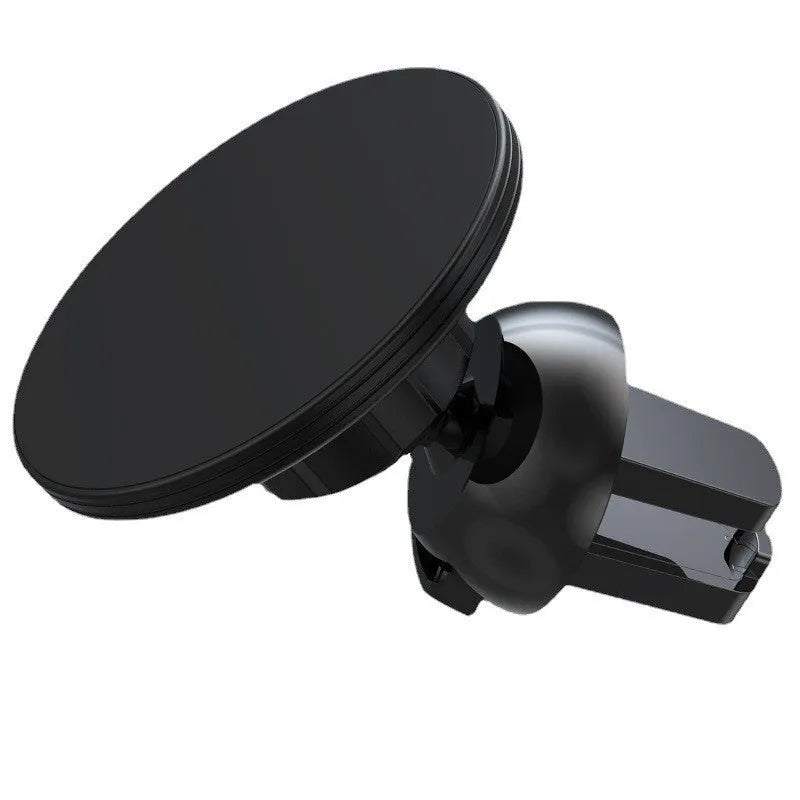 Black aluminium alloy magnetic car phone holder mounted on central control air vent
