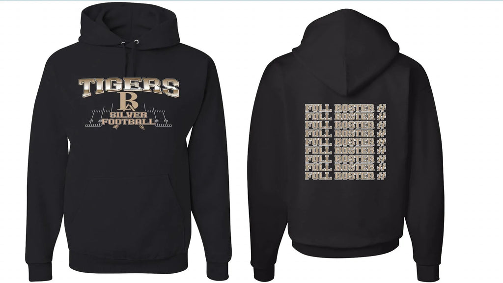 Black drop shoulder polyester hoodie with long sleeves and simple pullover design