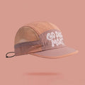 Quick-drying mesh baseball cap with dome crown and digital printed English letters in light green colour
