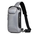 Men's medium canvas chest bag in army green with zipper and internal pockets