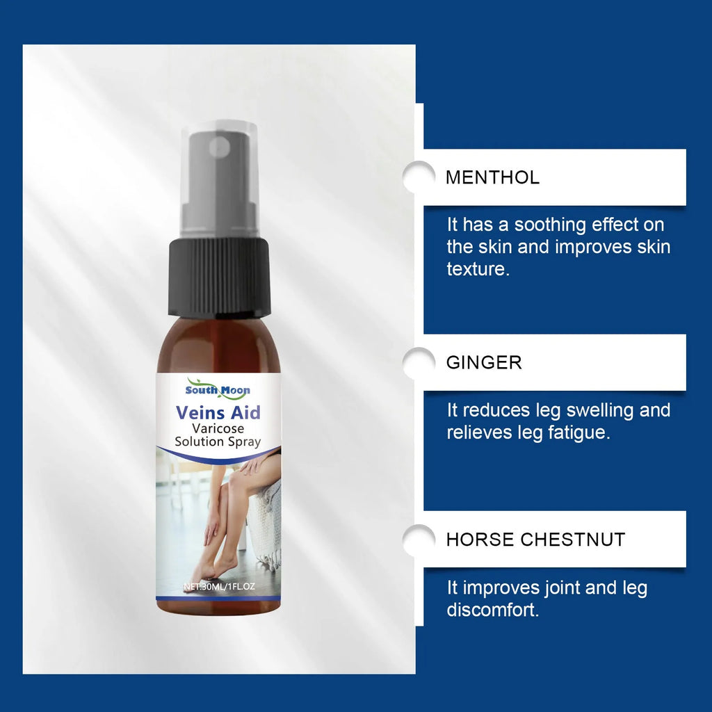 30ml bottle of leg care spray with menthol, ginger and horse chestnut